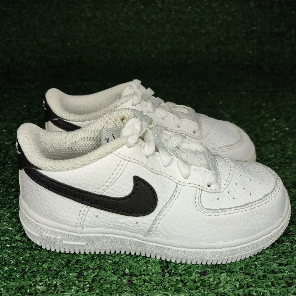 Nike Sneaker Kids 9C White Force 1 Low CZ1691-100 Tumbled Leather Athletic Shoes